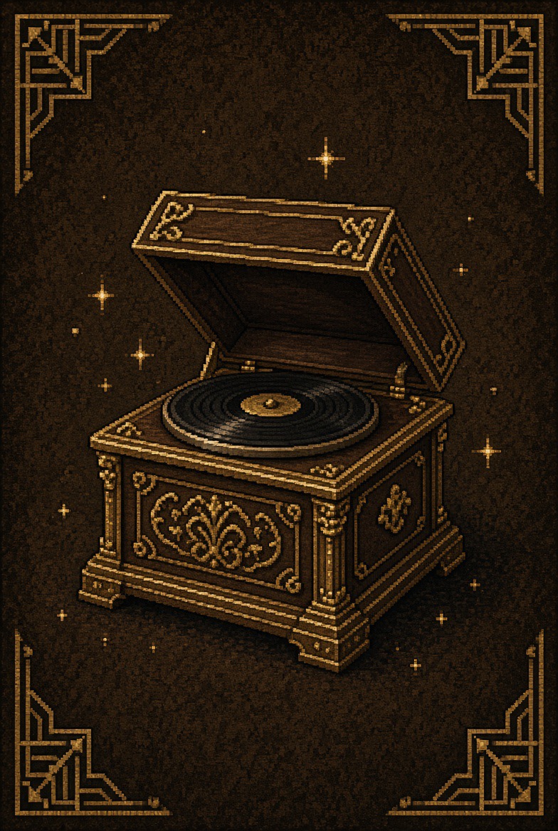 AudioMinto — Legendary Cabinet Phonograph pixel art